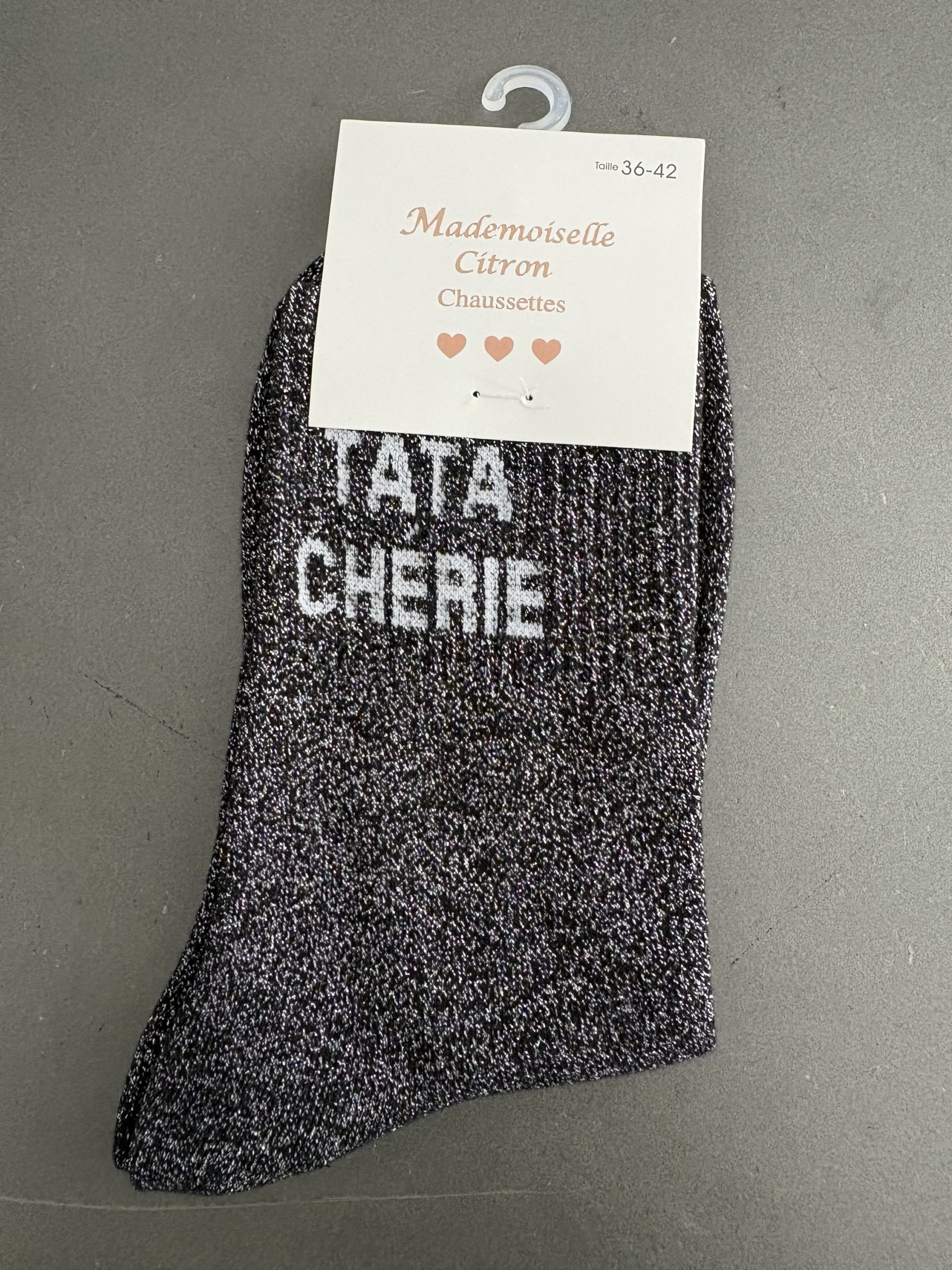Chaussettes à paillettes « tata chérie»