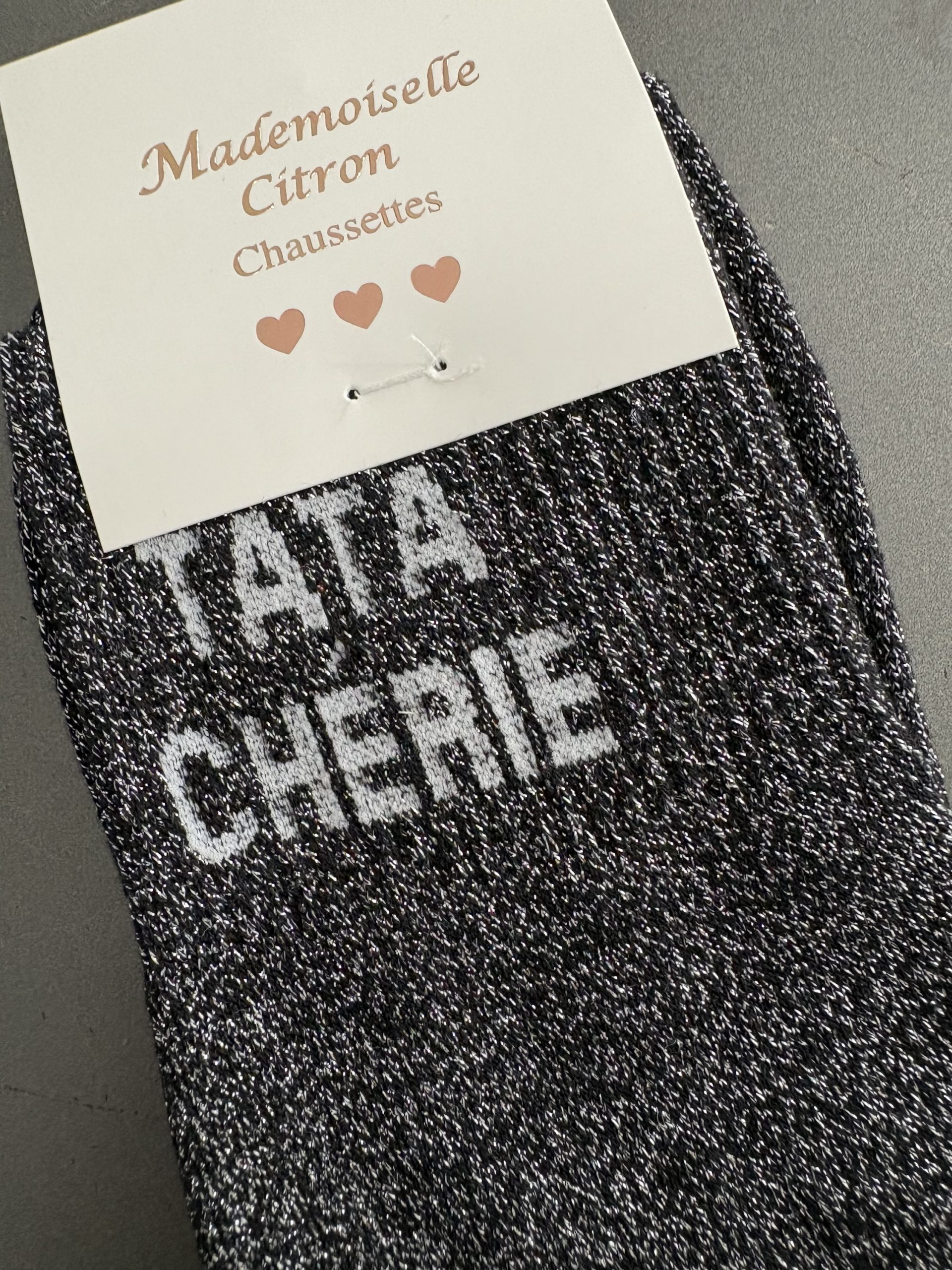 Chaussettes à paillettes « tata chérie» – Image 2
