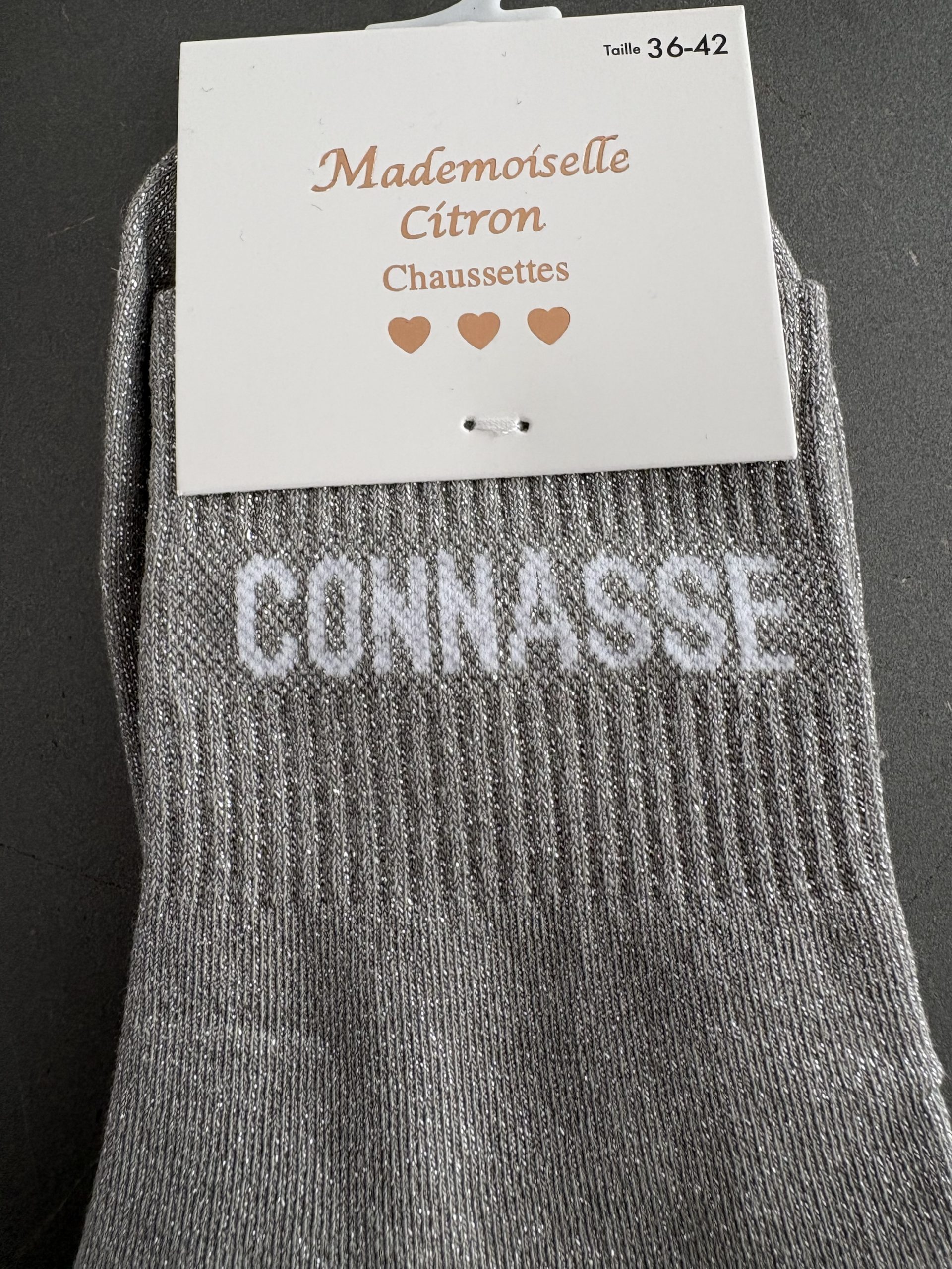 Chaussettes à paillettes « connasse »